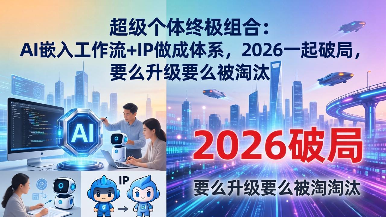 超级个体终极组合：AI嵌入工作流+IP做成体系，2026一起破局，要么升级要么被淘汰-资源社