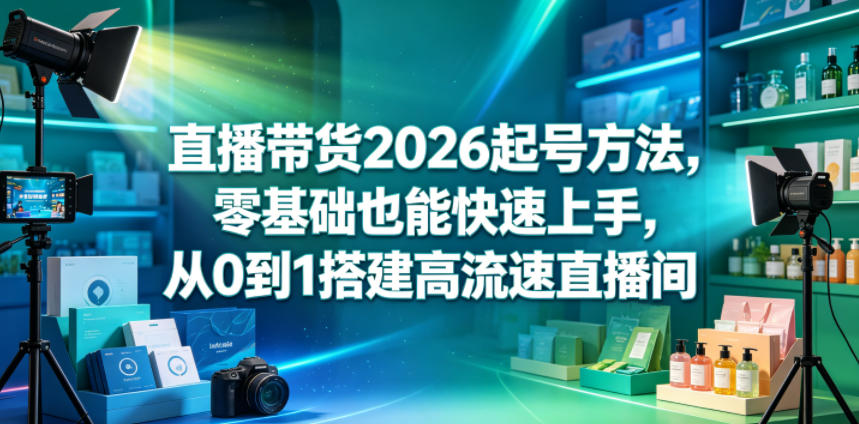 直播带货2026起号方法,零基础也能快速上手,从0到1搭建高流速直播间-资源社