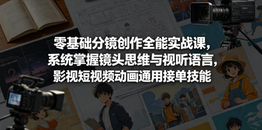 零基础分镜创作全能实战课，系统掌握镜头思维与视听语言，影视短视频动画通用接单技能-资源社