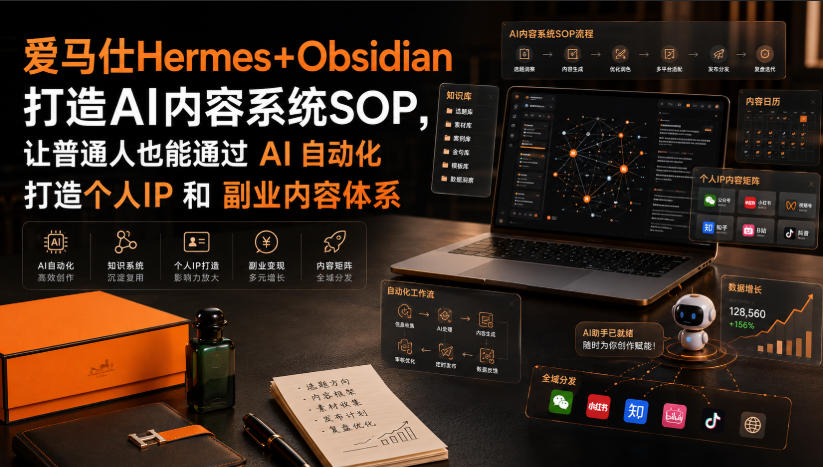 爱马仕Hermes+Obsidian打造AI内容系统SOP，让普通人也能通过 AI 自动化打造个人IP 和 副业内容体系-资源社