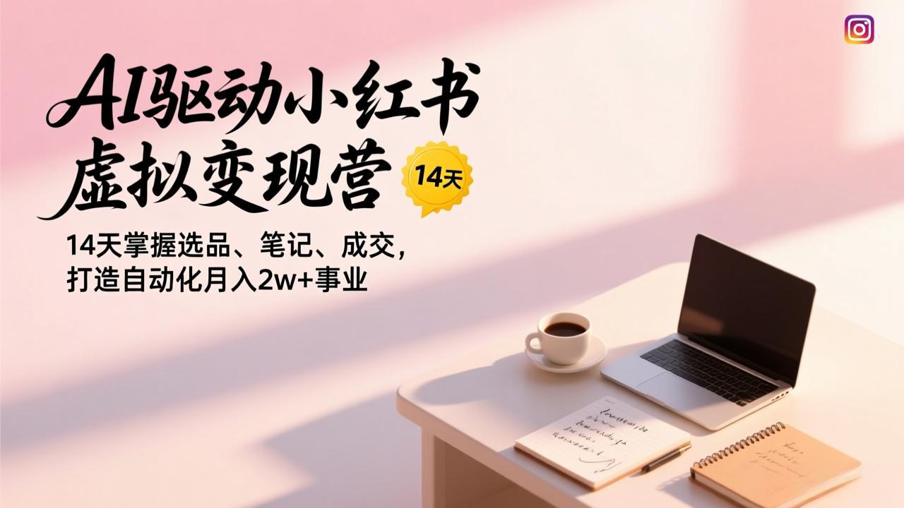 AI驱动小红书虚拟变现营,14天掌握选品、笔记、成交,打造自动化月入2w+事业-资源社