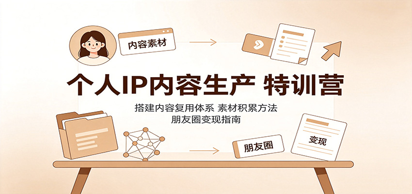 个人IP内容生产特训营:搭建内容复用体系,素材积累方法,朋友圈变现指南-资源社
