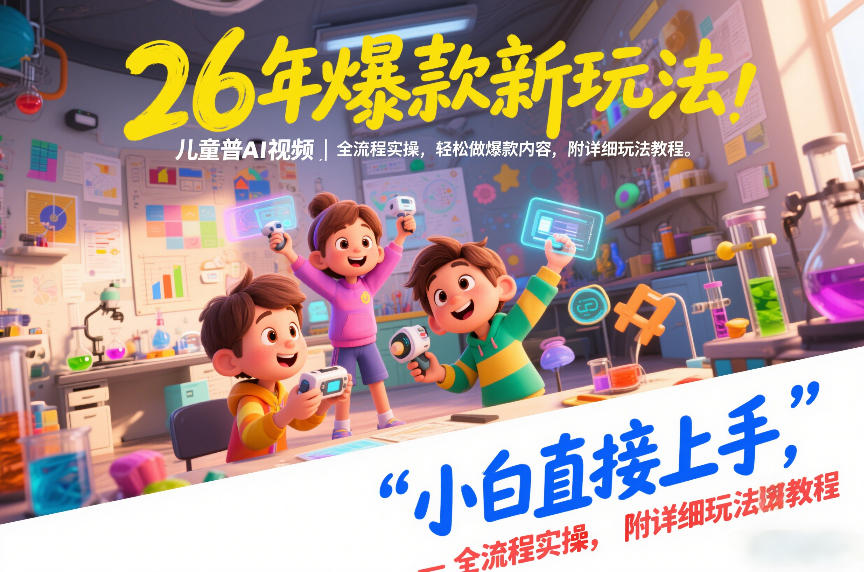 26年爆款新玩法，儿童科普AI视频，全流程实操，轻松做爆款内容，小白直接上手，附详细玩法教程-资源社
