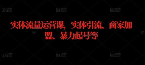 实体流量运营课，实体引流、商家加盟、暴力起号等-资源社