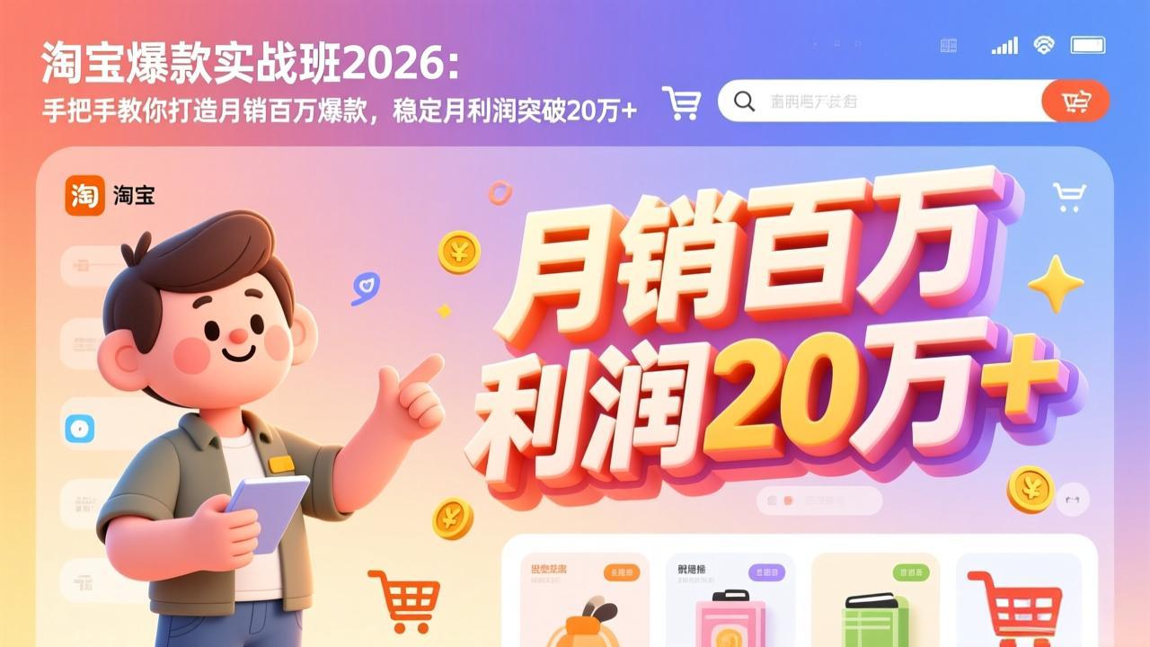 淘宝爆款实战班2026：手把手教你打造月销百万爆款，稳定月利润突破20万+-资源社