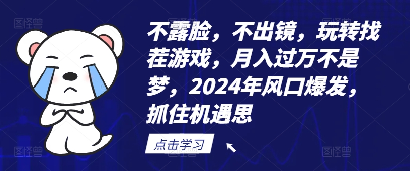 不露脸，不出镜，玩转找茬游戏，月入过万不是梦，2024年风口爆发，抓住机遇【揭秘】-资源社