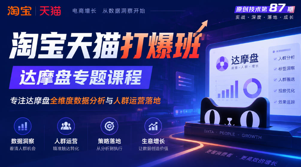 《淘宝天猫打爆班》原创技术第87期，达摩盘专题课程，专注达摩盘全维度数据分析与人群运营落地-资源社