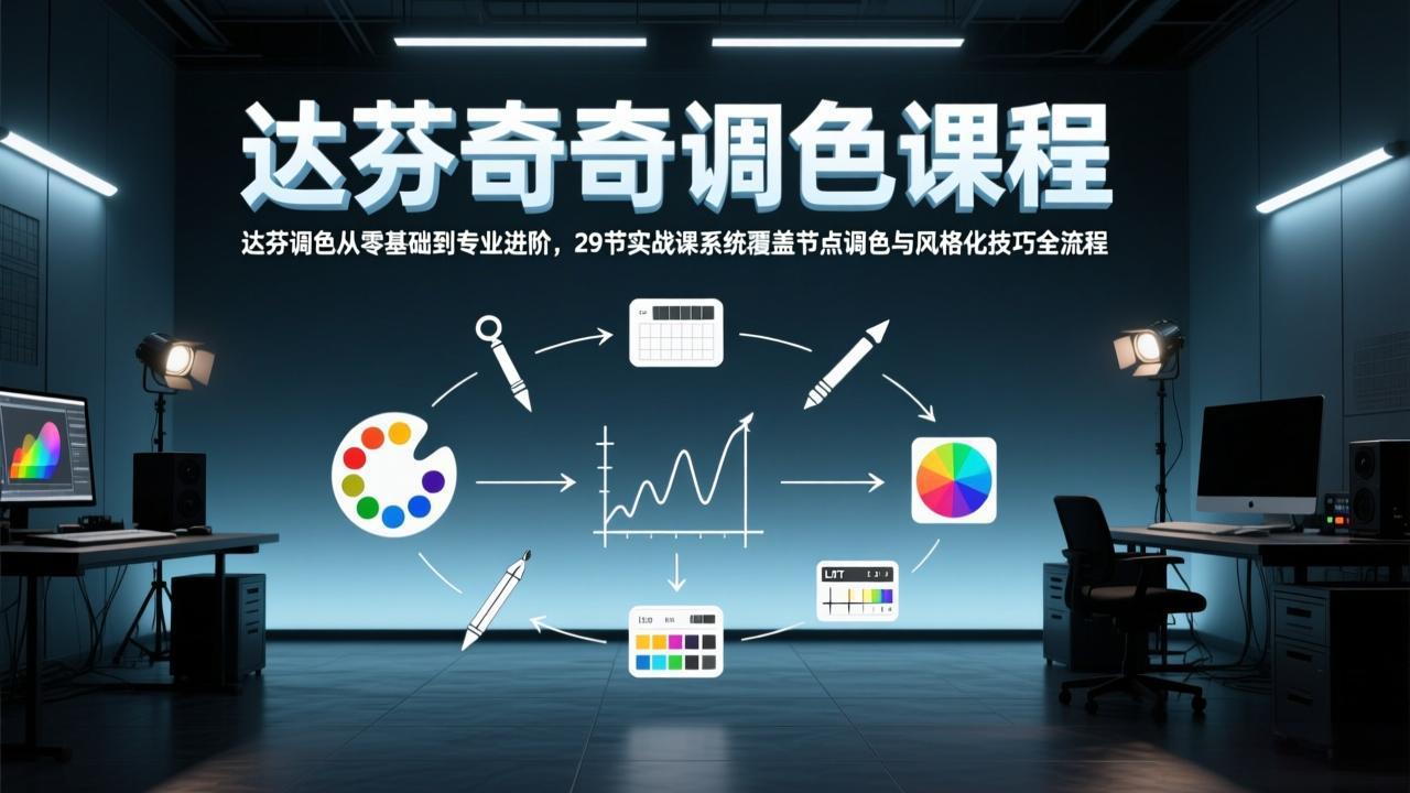 达芬奇调色从零基础到专业进阶，29节实战课系统覆盖节点调色与风格化技巧全流程-资源社