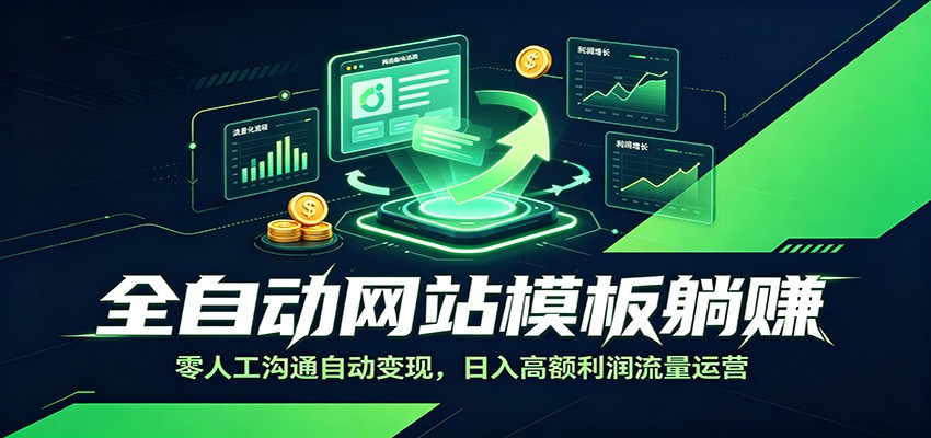 全自动网站模板躺赚：零人工沟通自动变现，日入高额利润流量运营-资源社