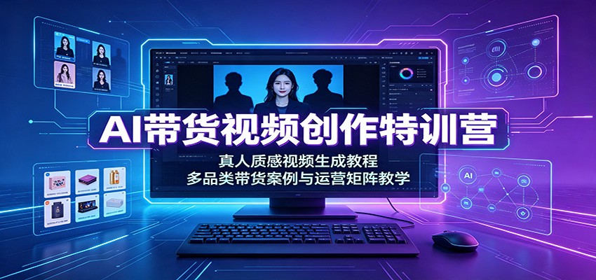 AI带货视频创作特训营：真人质感视频生成教程，多品类带货案例与运营矩阵教学-资源社