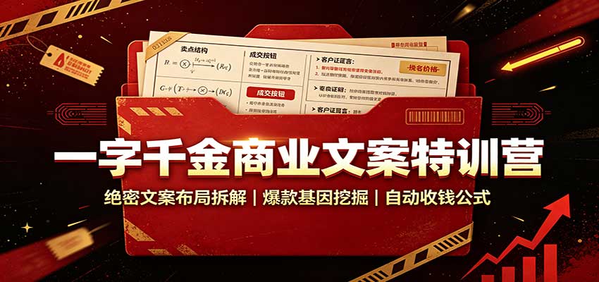 一字千金商业文案特训营：绝密文案布局拆解，爆款基因挖掘，自动收钱公式-资源社