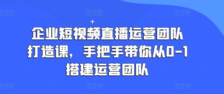 企业短视频直播运营团队打造课，手把手带你从0-1搭建运营团队-资源社