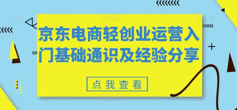 京东电商轻创业运营入门基础通识及经验分享-资源社