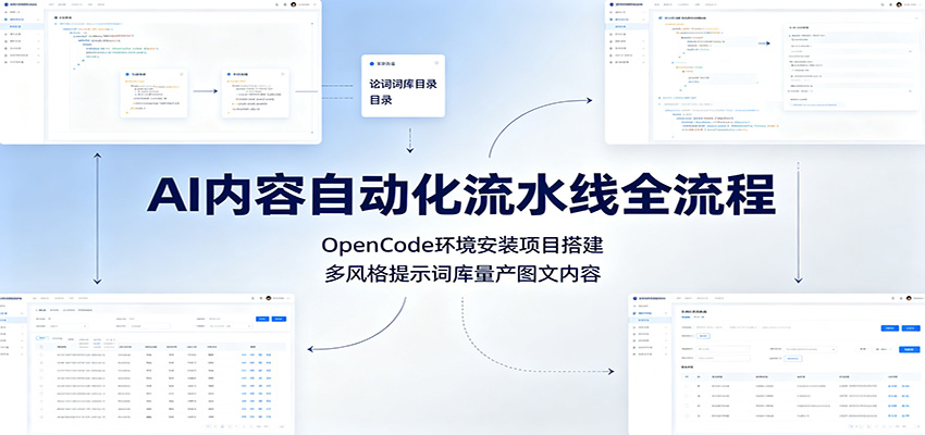 AI内容自动化流水线全流程：OpenCode环境安装项目搭建，多风格提示词库量产图文内容-资源社