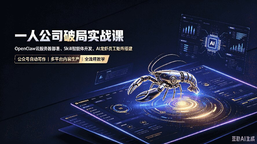 一人公司破局实战课|OpenClaw云服务器部署、Skill智能体开发、AI龙虾员工矩阵搭建,公众号自动写作与多平台内容...-资源社