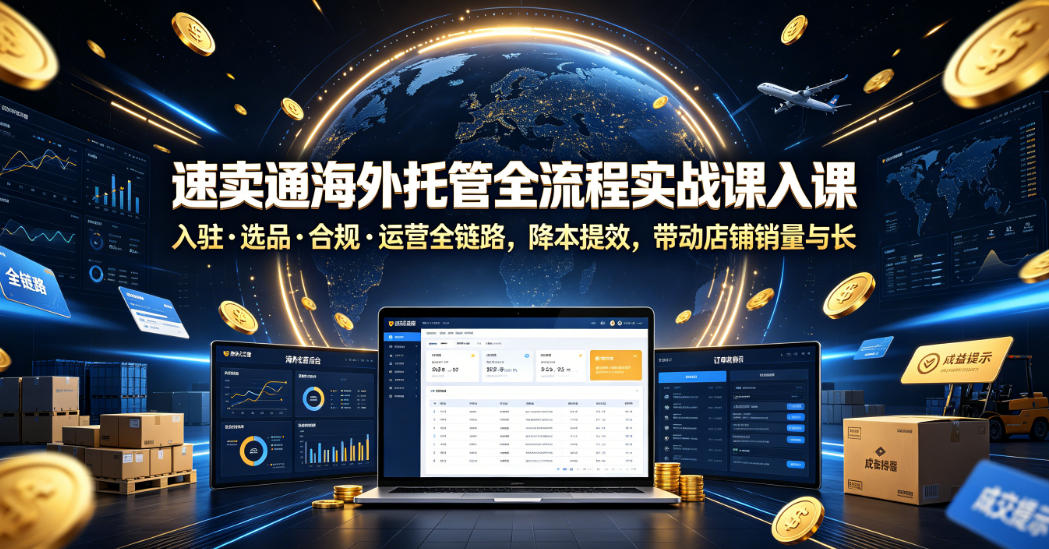 速卖通海外托管全流程实战课入驻・选品・合规・运营全链路,降本提效,带动店铺销量与收益增长-资源社