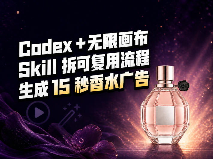 我把Amazon香水视频拆成Codex Skill:无限画布负责最后15秒-资源社