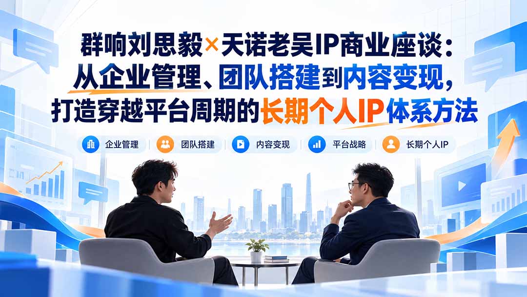 群响刘思毅×天诺老吴IP商业座谈：从企业管理、团队搭建到内容变现，打造穿越平台周期的长期个人IP体系方法-资源社