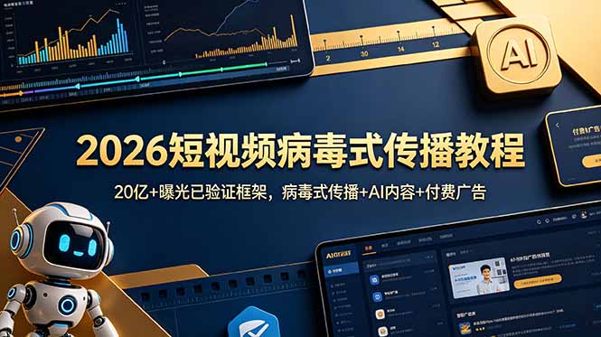2026短视频病毒式传播教程:20亿+曝光已验证框架,病毒式传播+AI内容+付费广告-资源社