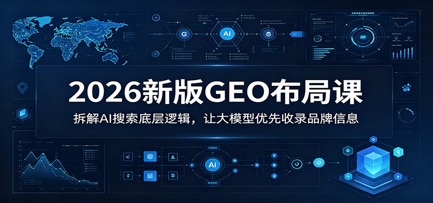 2026新版GEO布局课：拆解AI搜索底层逻辑，让大模型优先收录品牌信息-资源社