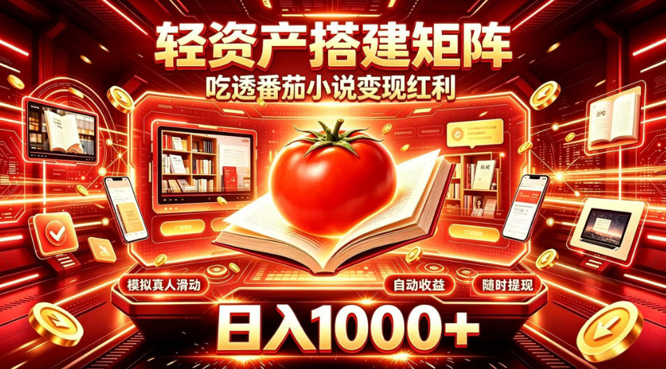 轻资产搭建矩阵,吃透番茄小说变现红利,日入1000+,支持无限矩阵放大【揭秘】-资源社