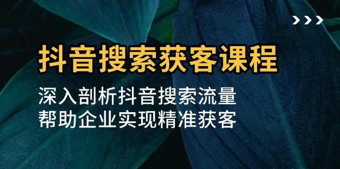 抖音搜索获客课程：深入剖析抖音搜索流量，帮助企业实现精准获客-资源社