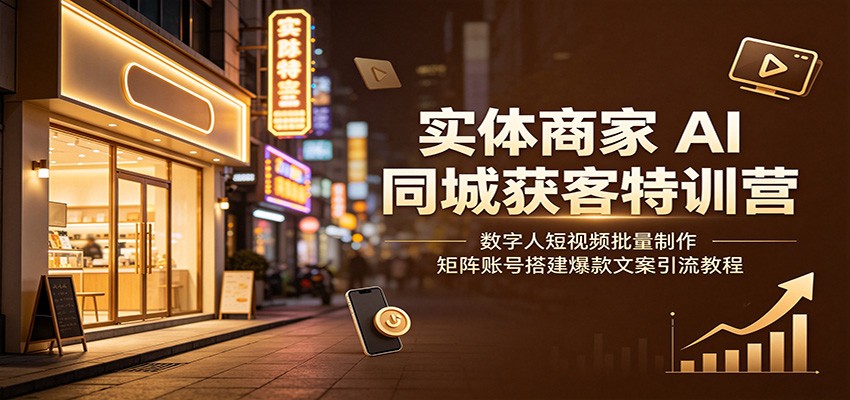 实体商家AI同城获客特训营:数字人短视频批量制作,矩阵账号搭建爆款文案引流教程-资源社