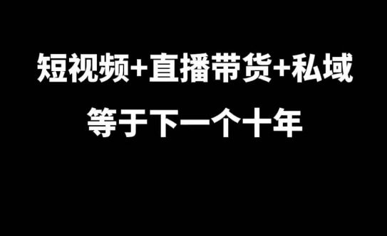 短视频+直播带货+私域等于下一个十年，大佬7年实战经验总结-资源社