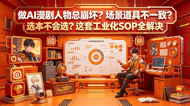 做AI漫剧人物总崩坏?场景道具不一致?选本不会选?这套工业化SOP全解决 (更新-资源社