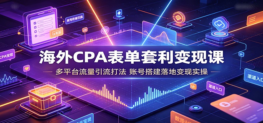 海外CPA表单套利变现课:多平台流量引流打法,账号搭建落地变现实操-资源社