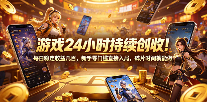 游戏24小时持续创收!每日稳定收益几百,新手零门槛直接入局,碎片时间就能做【揭秘】-资源社