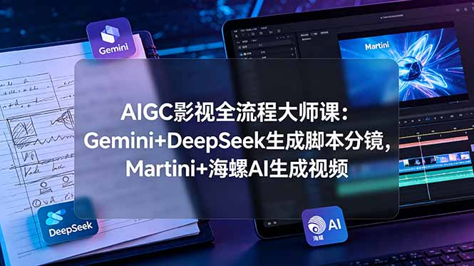 AIGC影视全流程大师课:Gemini+DeepSeek生成脚本分镜,Martini+海螺AI生成视频-资源社
