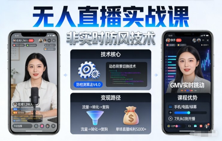 宝子哥无人直播实战课,非实时防风技术,聚焦抖音快手等平台直播带货,轻松开启直播变现之路(更新260908)-资源社