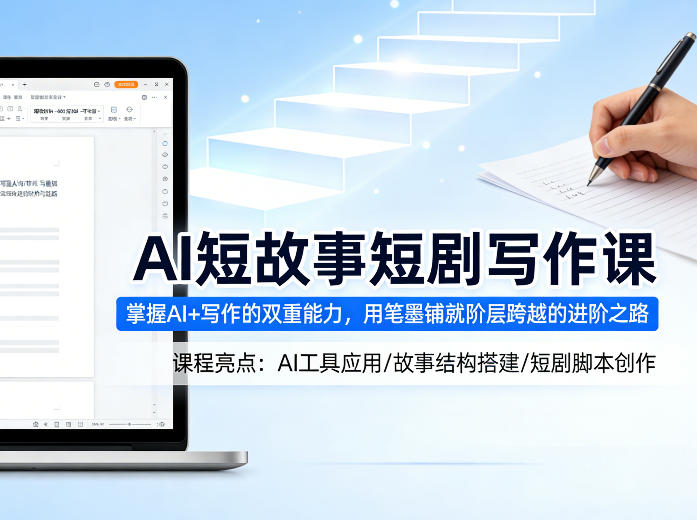 AI短故事短剧写作课,掌握AI+写作的双重能力,用笔墨铺就阶层跨越的进阶之路-资源社