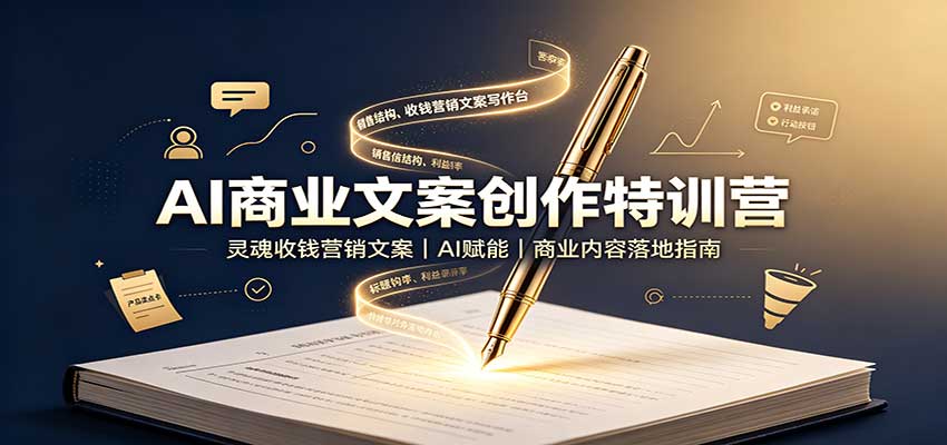 AI商业文案创作特训营：灵魂收钱营销文案，AI赋能，商业内容落地指南-资源社