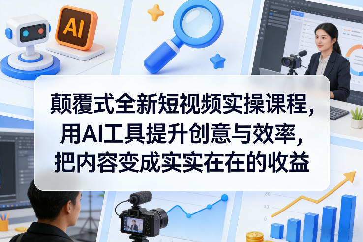 颠覆式全新短视频实操课程,用AI工具提升创意与效率,把内容变成实实在在的收益-资源社