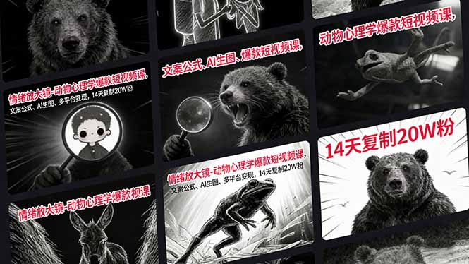 情绪放大镜-动物心理学爆款短视频课，文案公式、AI生图、多平台变现，14天复制20W粉-资源社