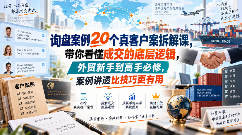 询盘案例20个真客户案拆解课,带你看懂成交的底层逻辑,外贸新手到高手必修,案例讲透比技巧更有用-资源社