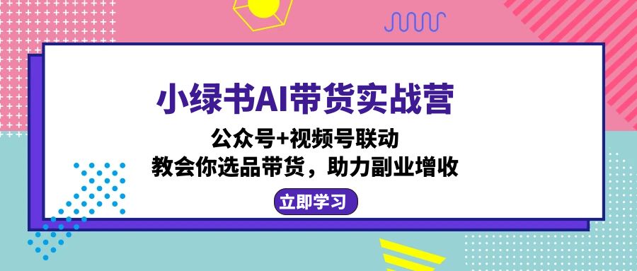 小绿书AI带货实战营：公众号+视频号联动，教会你选品带货，助力副业增收-资源社