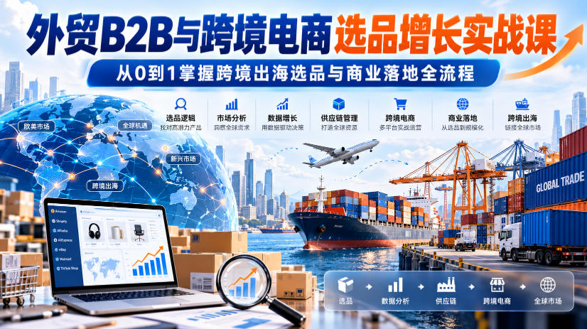 外贸B2B与跨境电商选品增长实战课,从0到1掌握跨境出海选品与商业落地全流程-资源社