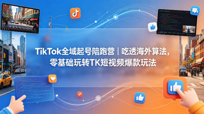 TikTok全域起号陪跑营｜吃透海外算法，零基础玩转TK短视频爆款玩法-资源社