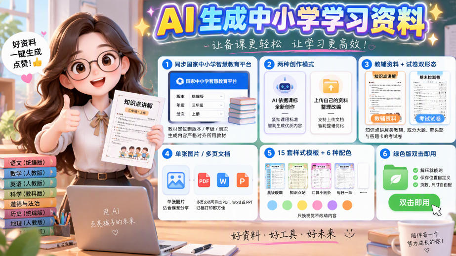孩子的教辅别再乱买了：同步国家中小学智慧平台，AI一键生成图文教辅和试卷-资源社