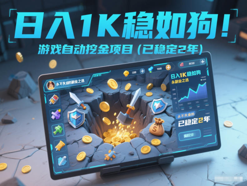 日入1K稳如狗！游戏自动挖金项目(已稳定2年)，永不失业的副业之选【揭秘】-资源社