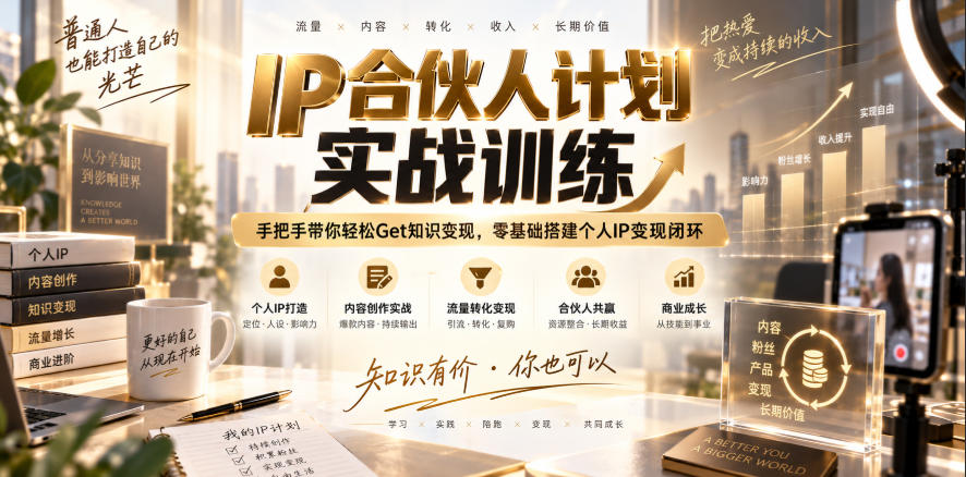 IP合伙人计划实战训练,手把手带你轻松Get知识变现,零基础搭建个人IP变现闭环(更新260908)-资源社