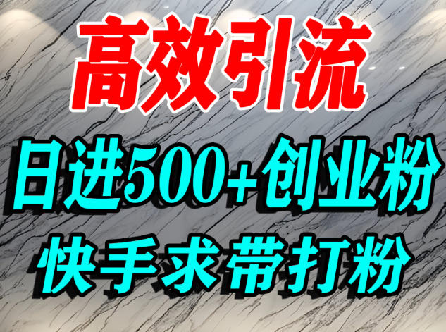 怎么打创业粉?快手求带视角精准引流创业粉,宝妈、学生群体日进500+精准流量-资源社