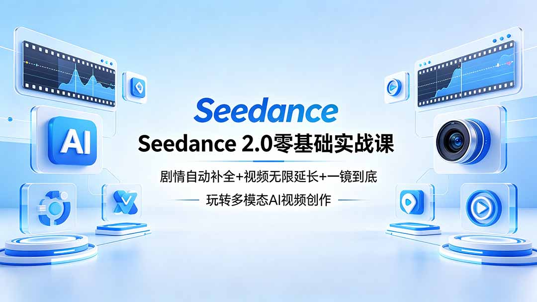 Seedance 2.0零基础实战课：剧情自动补全+视频无限延长+一镜到底：玩转多模态AI视频创作-资源社