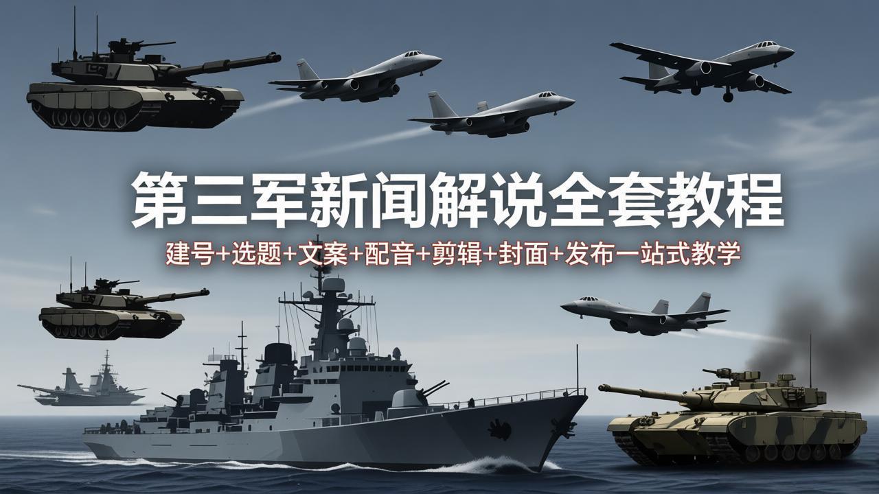 第三军迷新闻解说全套教程：建号+选题+文案+配音+剪辑+封面+发布一站式教学-资源社