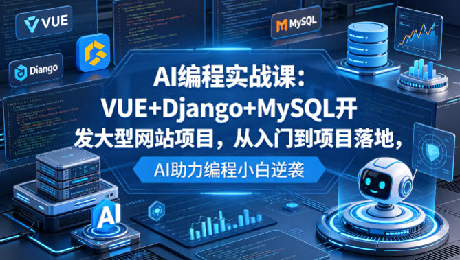 AI编程实战课：VUE+Django+MySQL开发大型网站项目，从入门到项目落地，AI助力编程小白逆袭-资源社