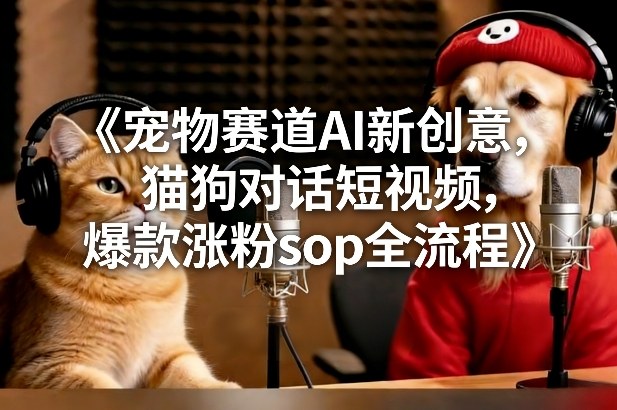 宠物赛道AI新创意，猫狗对话短视频，爆款涨粉sop全流程-资源社
