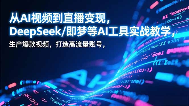 从AI视频到直播变现，DeepSeek/即梦等AI工具实战教学，生产爆款视频，打造高流量账号-资源社